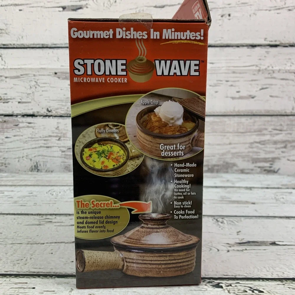 Stone Wave Microwave Cooker Gourmet Dishes in Minutes Bonus Recipe‎ Book New